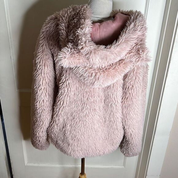 Hot Topic Pink Furry Hooded Coat with Ears  Plus Size 2 New - Picture 5 of 6
